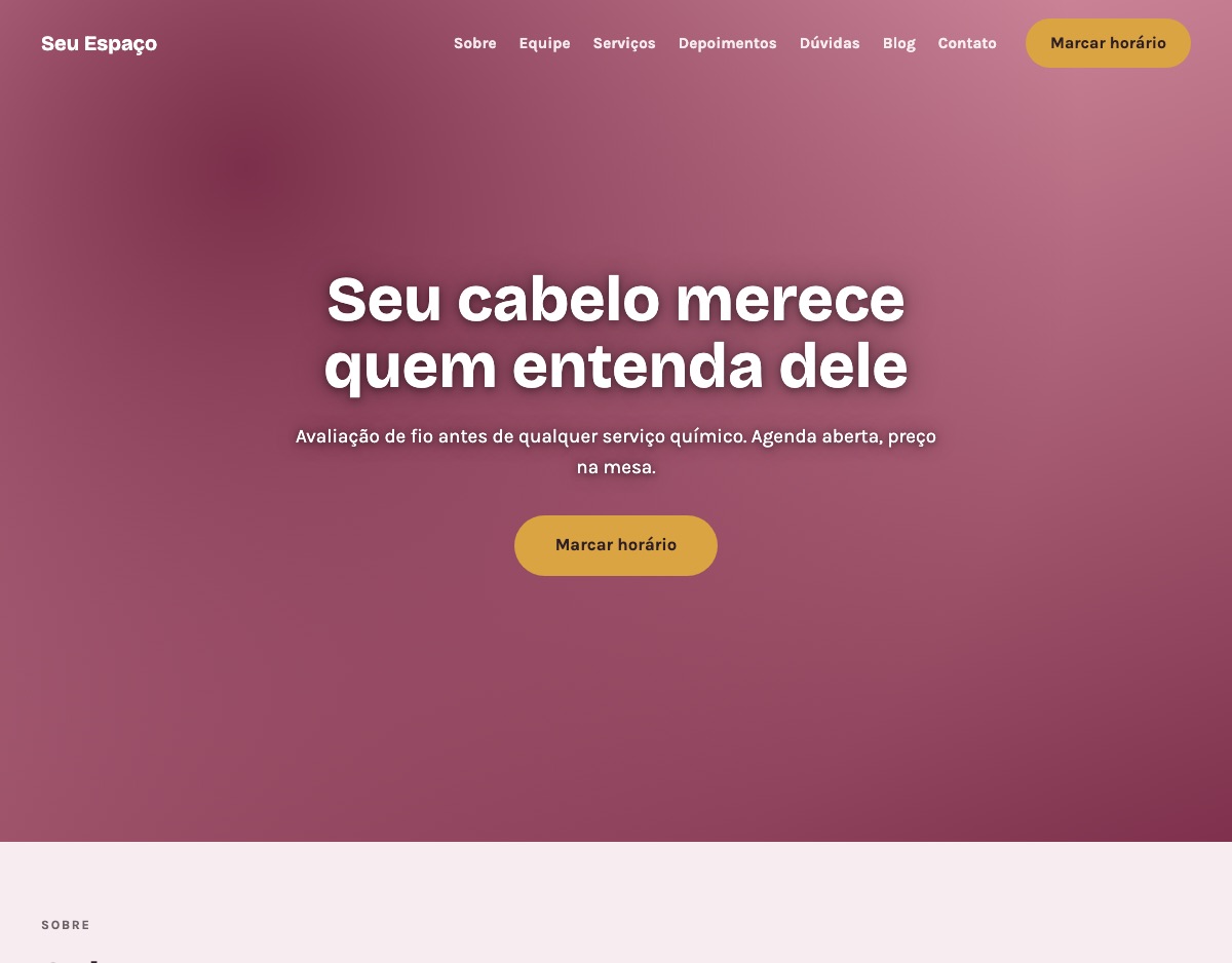 Página inicial do modelo Moderno
